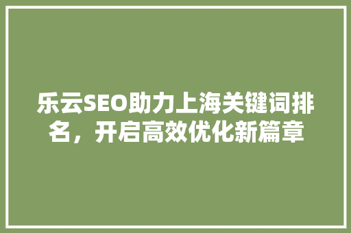 乐云SEO助力上海关键词排名，开启高效优化新篇章