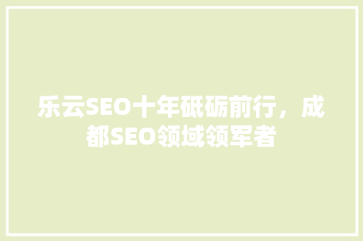 乐云SEO十年砥砺前行，成都SEO领域领军者