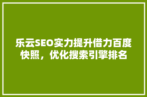 乐云SEO实力提升借力百度快照,优化搜索引擎排名 乐云SEO实力提升借力百度快照,优化搜索引擎排名