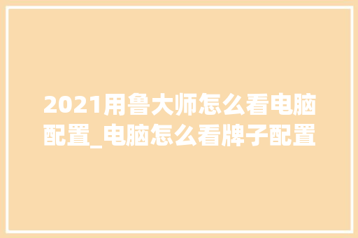 2021用鲁大师怎么看电脑配置_电脑怎么看牌子配置参数