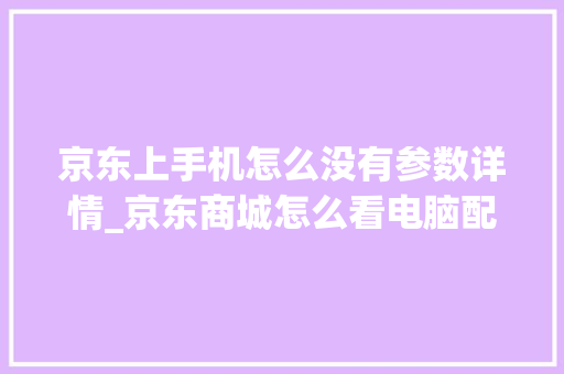 京东上手机怎么没有参数详情_京东商城怎么看电脑配置参数