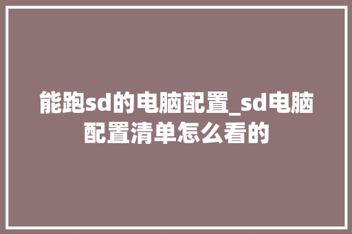 能跑sd的电脑配置_sd电脑配置清单怎么看的