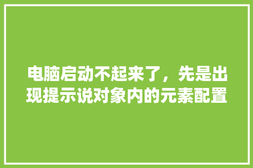 电脑启动不起来了，先是出现提示说对象内的元素配置在启动配置数据储存中无效，然后回车以后就是这样_电脑配置适用对象怎么看