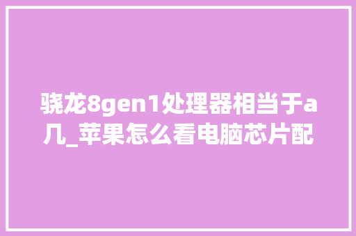骁龙8gen1处理器相当于a几_苹果怎么看电脑芯片配置参数