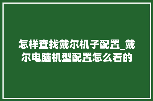 怎样查找戴尔机子配置_戴尔电脑机型配置怎么看的