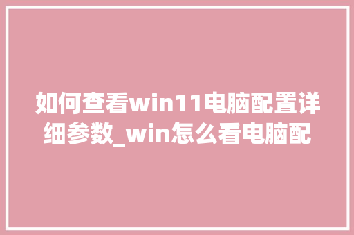 如何查看win11电脑配置详细参数_win怎么看电脑配置和型号
