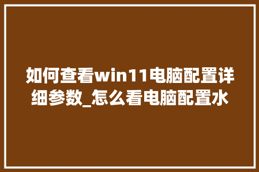 如何查看win11电脑配置详细参数_怎么看电脑配置水平高低啊