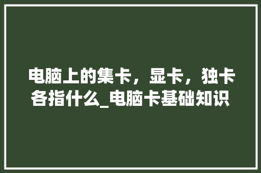 电脑上的集卡，显卡，独卡各指什么_电脑卡基础知识怎么学