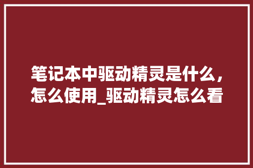 笔记本中驱动精灵是什么，怎么使用_驱动精灵怎么看电脑配置参数