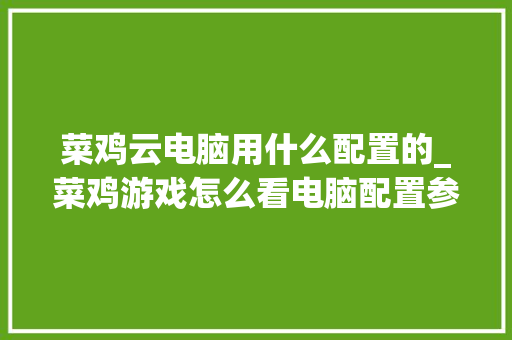 菜鸡云电脑用什么配置的_菜鸡游戏怎么看电脑配置参数
