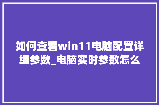 如何查看win11电脑配置详细参数_电脑实时参数怎么看配置高低