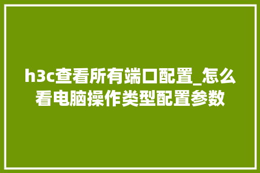 h3c查看所有端口配置_怎么看电脑操作类型配置参数