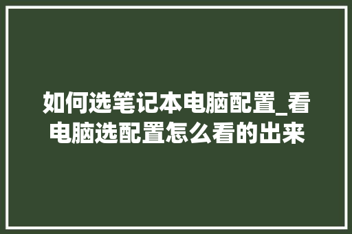 如何选笔记本电脑配置_看电脑选配置怎么看的出来