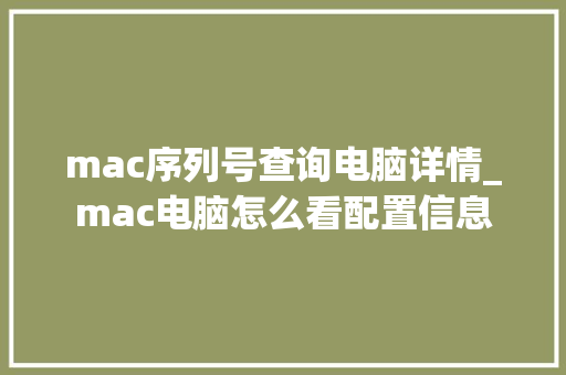 mac序列号查询电脑详情_mac电脑怎么看配置信息