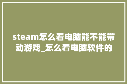 steam怎么看电脑能不能带动游戏_怎么看电脑软件的配置信息
