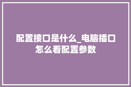 配置接口是什么_电脑插口怎么看配置参数