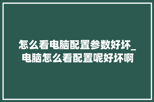 怎么看电脑配置参数好坏_电脑怎么看配置呢好坏啊