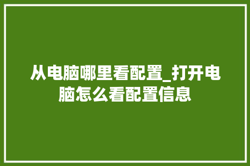 从电脑哪里看配置_打开电脑怎么看配置信息 编程语言