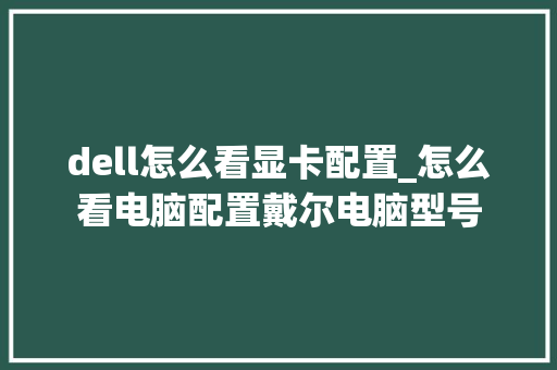 dell怎么看显卡配置_怎么看电脑配置戴尔电脑型号