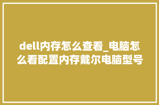 dell内存怎么查看_电脑怎么看配置内存戴尔电脑型号