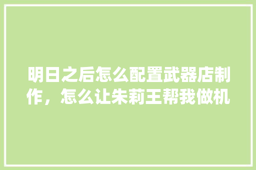 明日之后怎么配置武器店制作，怎么让朱莉王帮我做机械零件，我们营地已经研发出来了，但我不知道怎么配_明日之后电脑配置怎么看的