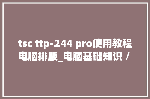 tsc ttp-244 pro使用教程电脑排版_电脑基础知识 / 电脑初学者入门