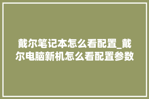 戴尔笔记本怎么看配置_戴尔电脑新机怎么看配置参数 编程语言