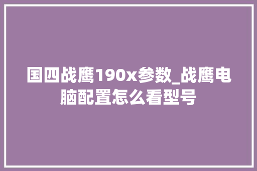 国四战鹰190x参数_战鹰电脑配置怎么看型号