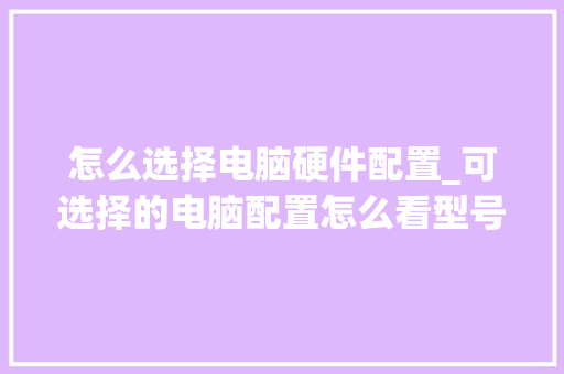 怎么选择电脑硬件配置_可选择的电脑配置怎么看型号