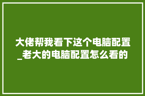 大佬帮我看下这个电脑配置_老大的电脑配置怎么看的
