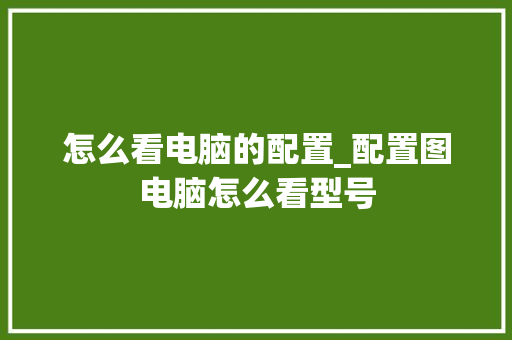 怎么看电脑的配置_配置图电脑怎么看型号