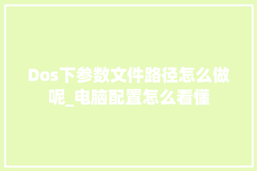 Dos下参数文件路径怎么做呢_电脑配置怎么看懂