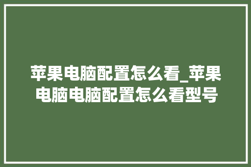 苹果电脑配置怎么看_苹果电脑电脑配置怎么看型号 网络技术