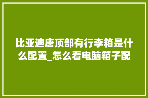 比亚迪唐顶部有行李箱是什么配置_怎么看电脑箱子配置参数