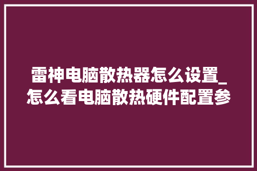 雷神电脑散热器怎么设置_怎么看电脑散热硬件配置参数