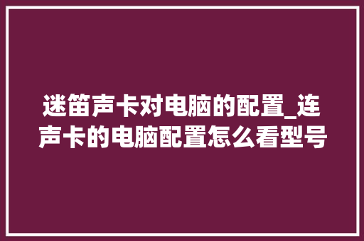 迷笛声卡对电脑的配置_连声卡的电脑配置怎么看型号