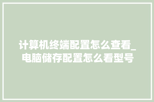 计算机终端配置怎么查看_电脑储存配置怎么看型号