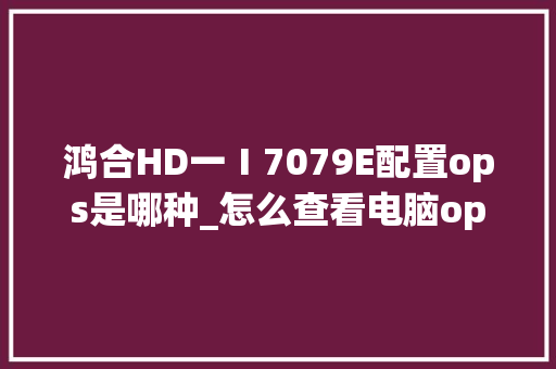 鸿合HD一Ⅰ7079E配置ops是哪种_怎么查看电脑op