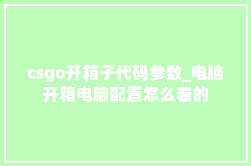 csgo开箱子代码参数_电脑开箱电脑配置怎么看的