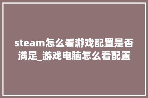 steam怎么看游戏配置是否满足_游戏电脑怎么看配置参数