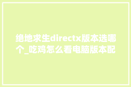 绝地求生directx版本选哪个_吃鸡怎么看电脑版本配置参数 网络技术