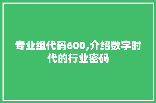 专业组代码600,介绍数字时代的行业密码 专业组代码600,介绍数字时代的行业密码 电脑配置