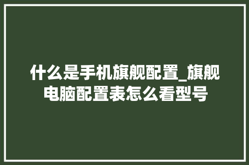 什么是手机旗舰配置_旗舰电脑配置表怎么看型号