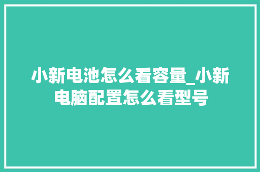小新电池怎么看容量_小新电脑配置怎么看型号