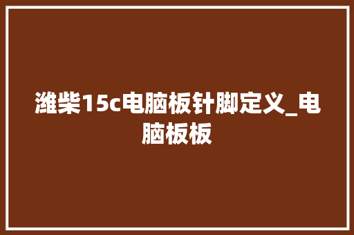 潍柴15c电脑板针脚定义_电脑板板 编程语言