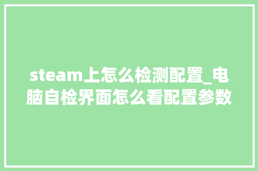 steam上怎么检测配置_电脑自检界面怎么看配置参数