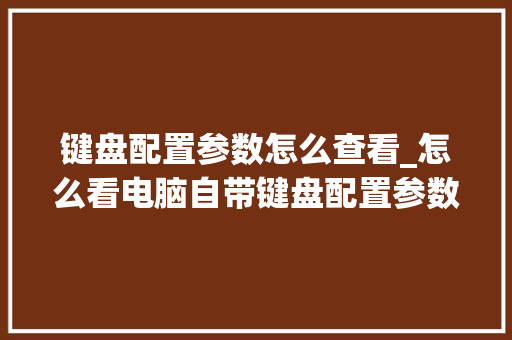 键盘配置参数怎么查看_怎么看电脑自带键盘配置参数 操作系统