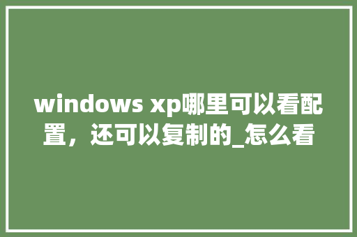 windows xp哪里可以看配置，还可以复制的_怎么看xp电脑什么配置的