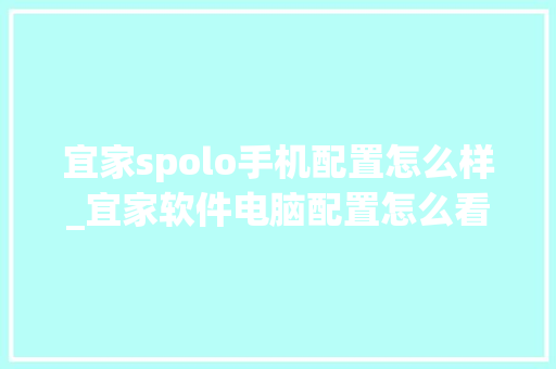宜家spolo手机配置怎么样_宜家软件电脑配置怎么看的