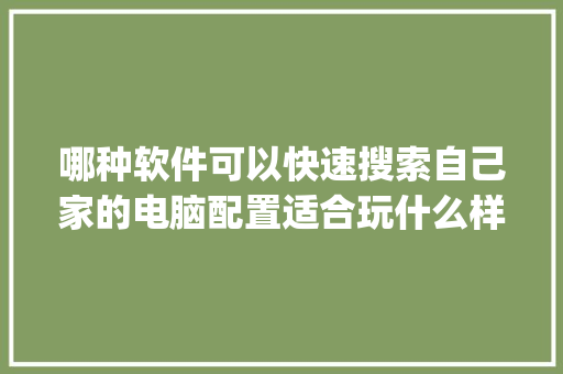哪种软件可以快速搜索自己家的电脑配置适合玩什么样的游戏_电脑配置怎么看在电脑上